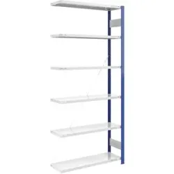 Steckregal, Bauart leicht, einseitig, HxBxT 2500 x 1000 x 400 mm, blau/grau, Anbauregal eurokraft pro