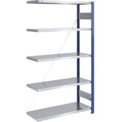 Steckregal, Bauart leicht, einseitig, HxBxT 2000 x 1000 x 500 mm, blau/verzinkt, Anbauregal eurokraft pro