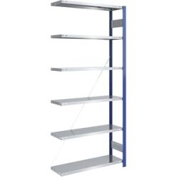 Steckregal, Bauart leicht, einseitig, HxBxT 2500 x 1000 x 400 mm, blau/verzinkt, Anbauregal eurokraft pro