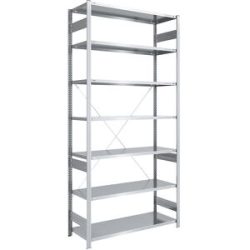 Steckregal, Bauart mittelschwer, einseitig, HxBxT 3000 x 1300 x 600 mm, verzinkt, Grundregal eurokraft pro