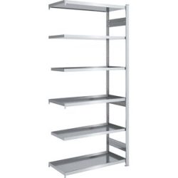 Wannenregal, Stahl verzinkt, doppelseitig, H 2500 mm, Wannen-BxT 1000 x 600 mm, Anbauregal hofe