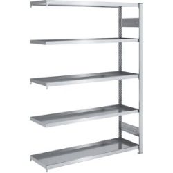 Wannenregal, Stahl verzinkt, doppelseitig, H 2000 mm, Wannen-BxT 1300 x 500 mm, Anbauregal hofe