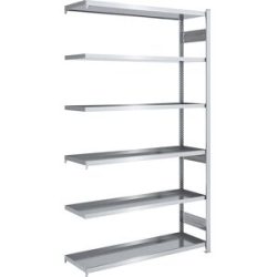 Wannenregal, Stahl verzinkt, doppelseitig, H 2500 mm, Wannen-BxT 1300 x 500 mm, Anbauregal hofe
