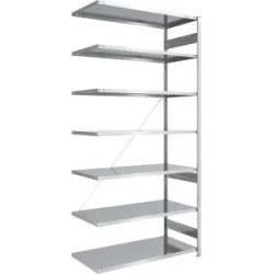 Steckregal, Bauart leicht, einseitig, HxBxT 3000 x 1300 x 800 mm, verzinkt, Anbauregal eurokraft pro