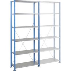 Schnellbau-Schwerlast-Steckregal, Fachboden-BxT 1250 x 800 mm, Fachlast 240 kg, Grundregal, Höhe 2500 mm, 6 Fachböden Manorga