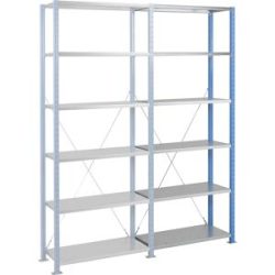 Schnellbau-Schwerlast-Steckregal, Fachboden-BxT 1000 x 600 mm, Fachlast 310 kg, Anbauregal, Höhe 2500 mm, 6 Fachböden Manorga