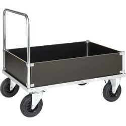 Verzinkter Plattformwagen, Kofferaufbau niedrig, LxB 1200 x 800 mm, 2 Lenk- und 2 Bockrollen, ab 2 Stk Kongamek