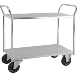 Tischwagen KM41, 2 Etagen, LxBxH 1070 x 550 x 1000 mm, verzinkt, 2 Lenk- und 2 Bockrollen, ab 5 Stk Kongamek