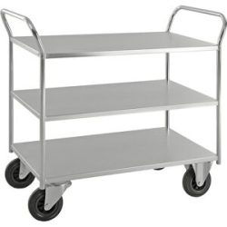 Tischwagen KM41, 3 Etagen, LxBxH 1070 x 550 x 975 mm, verzinkt, 2 Lenk- und 2 Bockrollen, ab 5 Stk Kongamek