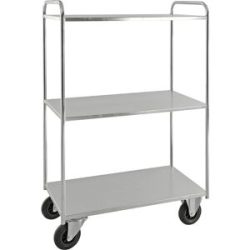 Etagenwagen KM41, 3 Etagen mit Aufkantung, LxBxH 955 x 550 x 1490 mm, verzinkt, 2 Lenk- und 2 Bockrollen Kongamek