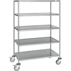 Edelstahl-Etagenwagen, verschweißt, LxBxH 1075 x 575 x 1650 mm, 5 Etagen, ab 2 Stk Kongamek