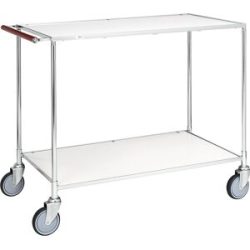 Tischwagen, 2 Etagen, LxBxH 1080 x 580 x 870 mm, verzinkt / weiß, ab 2 Stk Kongamek
