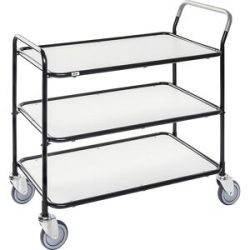 Tischwagen, 3 Etagen, LxBxH 1020 x 555 x 965 mm, verzinkt / schwarz, ab 2 Stk Kongamek