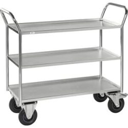 Tischwagen KM41, 3 Etagen mit Aufkantung, LxBxH 1070 x 550 x 1000 mm, verzinkt, 2 Lenk- und 2 Bockrollen, ab 5 Stk Kongamek