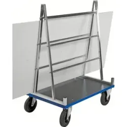Plattenwagen KM8400, LxBxH 1000 x 700 x 1380 mm, 2 Lenkrollen mit Stopp, 2 Bockrollen Kongamek