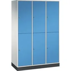 Doppelstock-Spind Intro, 3 Abteile, lichtgrau / lichtblau, BxT 1220 x 500 mm C+P