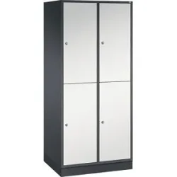 Doppelstock-Spind Intro, 2 Abteile, schwarzgrau / lichtgrau, BxT 820 x 600 mm C+P