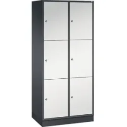 3er-Schließfachschrank Intro, 2 Abteile, schwarzgrau / lichtgrau, BxT 820 x 500 mm C+P