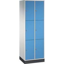 3er-Schließfachschrank Intro, 2 Abteile, lichtgrau / lichtblau, BxT 620 x 500 mm C+P