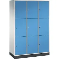 3er-Schließfachschrank Intro, 3 Abteile, lichtgrau / lichtblau, BxT 1220 x 500 mm C+P