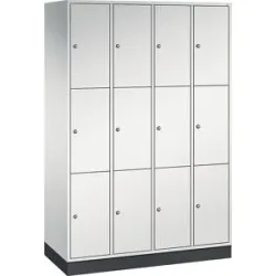 3er-Schließfachschrank Intro, 4 Abteile, lichtgrau, BxT 1220 x 500 mm C+P