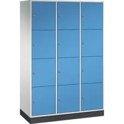 4er-Schließfachschrank Intro, 3 Abteile, lichtgrau / lichtblau, BxT 1220 x 500 mm C+P