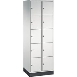 5er-Schließfachschrank Intro, 2 Abteile, lichtgrau, BxT 620 x 500 mm C+P