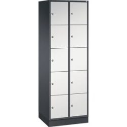 5er-Schließfachschrank Intro, 2 Abteile, schwarzgrau / lichtgrau, BxT 620 x 500 mm C+P