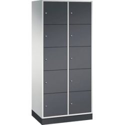 5er-Schließfachschrank Intro, 2 Abteile, lichtgrau / schwarzgrau, BxT 820 x 500 mm C+P