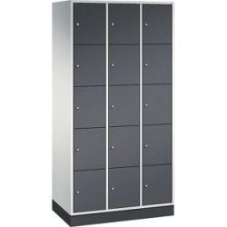 5er-Schließfachschrank Intro, 3 Abteile, lichtgrau / schwarzgrau, BxT 920 x 500 mm C+P