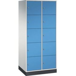 5er-Schließfachschrank Intro, 2 Abteile, lichtgrau / lichtblau, BxT 820 x 600 mm C+P