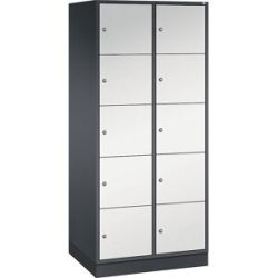 5er-Schließfachschrank Intro, 2 Abteile, schwarzgrau / lichtgrau, BxT 820 x 600 mm C+P