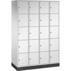5er-Schließfachschrank Intro, 4 Abteile, lichtgrau, BxT 1220 x 500 mm C+P