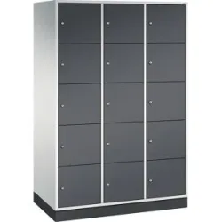 5er-Schließfachschrank Intro, 3 Abteile, lichtgrau / schwarzgrau, BxT 1220 x 600 mm C+P