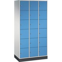 6er-Schließfachschrank Intro, 3 Abteile, Korpus lichtgrau, Türen lichtblau C+P