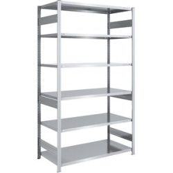 Steckregal, Bauart mittelschwer, doppelseitig, HxBxT 2500 x 1300 x 800 mm, verzinkt, Grundregal eurokraft pro