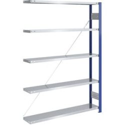 Steckregal, Bauart leicht, einseitig, HxBxT 2000 x 1300 x 300 mm, blau/verzinkt, Anbauregal eurokraft pro