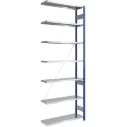 Steckregal, Bauart leicht, einseitig, HxBxT 3000 x 1000 x 400 mm, blau/verzinkt, Anbauregal eurokraft pro
