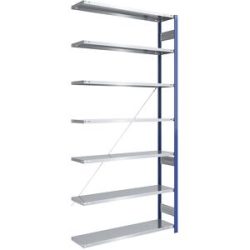 Steckregal, Bauart leicht, einseitig, HxBxT 3000 x 1300 x 400 mm, blau/verzinkt, Anbauregal eurokraft pro