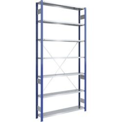 Steckregal, Bauart leicht, einseitig, HxBxT 3000 x 1300 x 300 mm, blau/verzinkt, Grundregal eurokraft pro