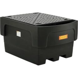 IBC-Auffangwanne, Polyethylen, 1100 l, 1500 kg, Abfüllvorsatz u. PE-Lochplatte, unterfahrbar