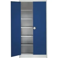 Extrahoher Universalschrank, HxBxT 2200 x 950 x 500 mm, lichtgrau / enzianblau mauser