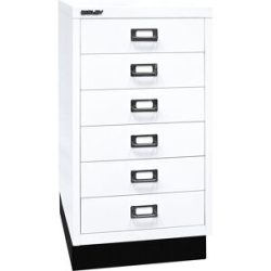 MultiDrawer? 39er Serie, mit Sockel, DIN A3, 6 Schubladen, verkehrsweiß, schwarz BISLEY