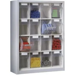 kaiserkraft Klappkasten-Hängeschrank, HxBxT 910 x 665 x 250 mm, mit 16 Kästen, Gehäuse lichtgrau