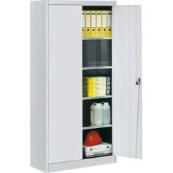 Magazinschrank, HxB 1950 x 950 mm, Tiefe 420 mm, Gehäuse und Türen lichtgrau mauser
