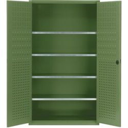 Großraumschrank, 4 Fachböden, resedagrün RAL 6011 mauser