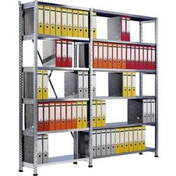 kaiserkraft Ordner- und Archiv-Steckregal, verzinkt, Höhe 2280 mm, einseitig, Boden-BxT 800 x 300 mm, Anbaufeld