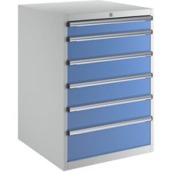 Schubladenschrank, Höhe x Breite x Tiefe 1000 x 717 x 725 mm, Schubladen 1 x 100, 4 x 150, 1 x 200 mm eurokraft pro