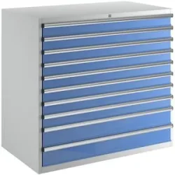 Schubladenschrank, Höhe x Breite x Tiefe 1200 x 1300 x 750 mm, 10 Schubladen, Tragkraft je 80 kg eurokraft pro