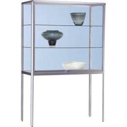 Vitrine, Ausführung Schrankvitrine, Breite 1200 mm, 2 Schiebetüren, schwer entflammbar eurokraft pro